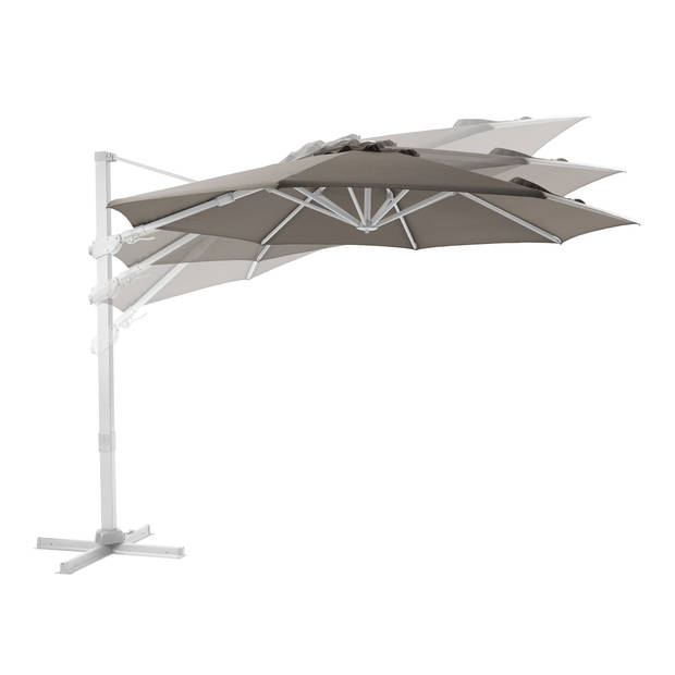 AXI Cyrus Premium Zweefparasol Rond Ø 300 cm in Wit / Taupe Ronde Parasol voor tuin met Aluminium Frame