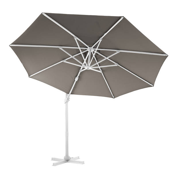 AXI Cyrus Premium Zweefparasol Rond Ø 300 cm in Wit / Taupe Ronde Parasol voor tuin met Aluminium Frame