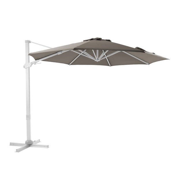 AXI Cyrus Premium Zweefparasol Rond Ø 300 cm in Wit / Taupe Ronde Parasol voor tuin met Aluminium Frame