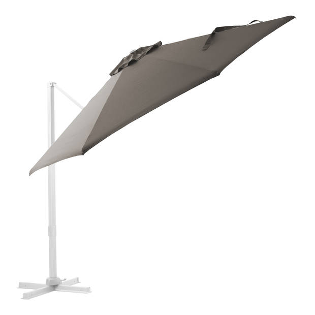 AXI Cyrus Premium Zweefparasol Rond Ø 300 cm in Wit / Taupe Ronde Parasol voor tuin met Aluminium Frame