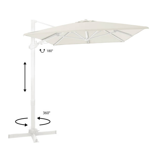 AXI Milad Premium Zweefparasol rechthoekig 200x300 cm in Wit / Beige Parasol voor tuin met Aluminium Frame