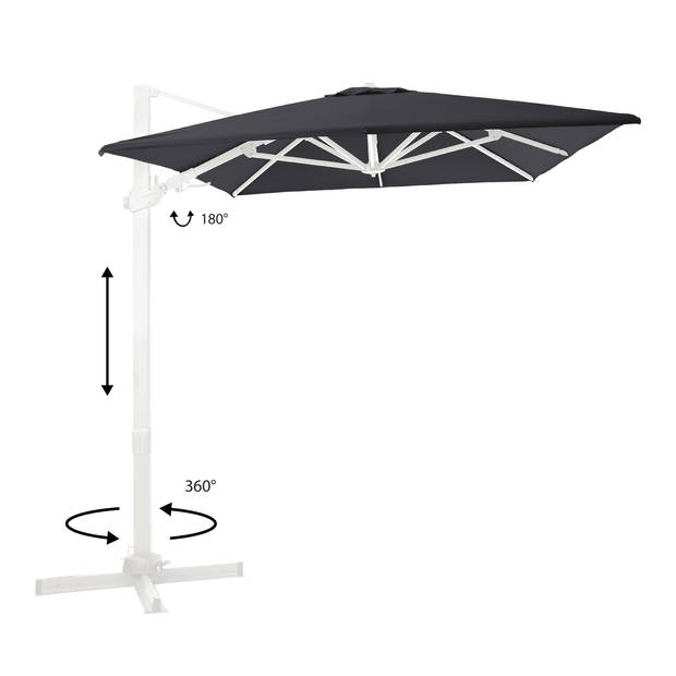 AXI Milad Premium Zweefparasol rechthoekig 200x300 cm in Wit / Grijs Parasol voor tuin met Aluminium Frame