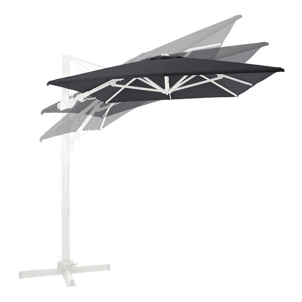 AXI Milad Premium Zweefparasol rechthoekig 200x300 cm in Wit / Grijs Parasol voor tuin met Aluminium Frame