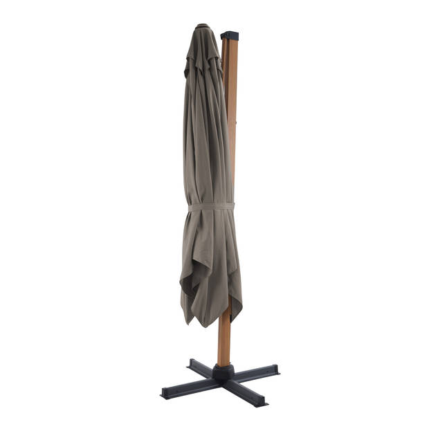 AXI Apollo Premium Zweefparasol rechthoekig 300x300 cm in Hout Look / Taupe Parasol voor tuin met Aluminium Frame