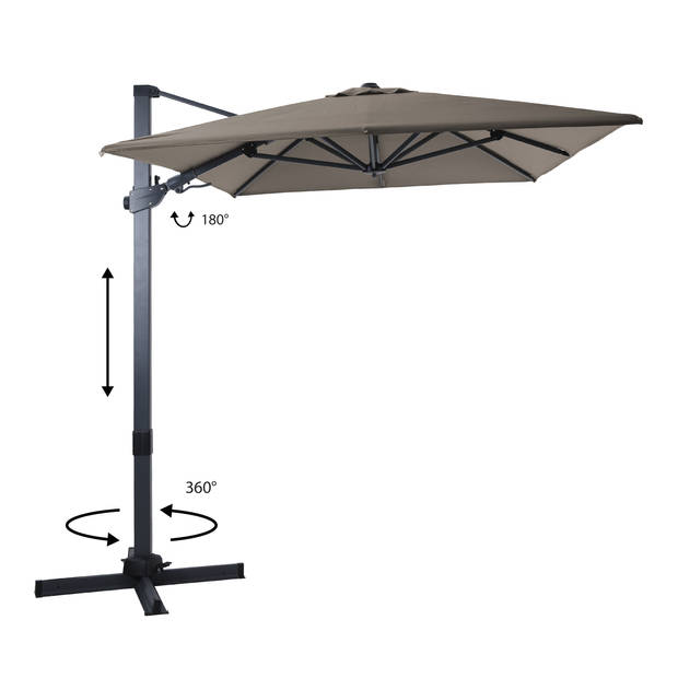 AXI Milad Premium Zweefparasol rechthoekig 200x300 cm in Antraciet / Taupe Parasol voor tuin met Aluminium Frame