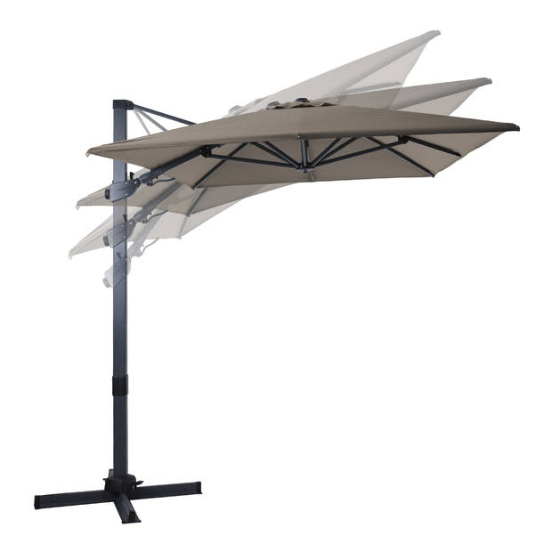 AXI Milad Premium Zweefparasol rechthoekig 200x300 cm in Antraciet / Taupe Parasol voor tuin met Aluminium Frame