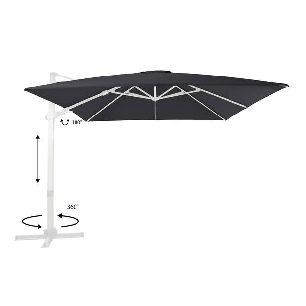 AXI Apollo Premium Zweefparasol rechthoekig 300x300 cm in Wit / Grijs Parasol voor tuin met Aluminium Frame