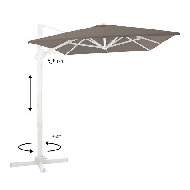 AXI Milad Premium Zweefparasol rechthoekig 200x300 cm in Wit / Taupe Parasol voor tuin met Aluminium Frame