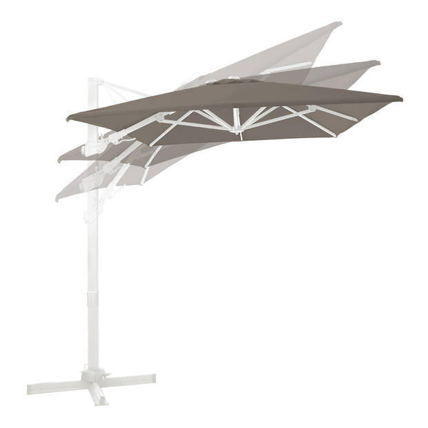 AXI Milad Premium Zweefparasol rechthoekig 200x300 cm in Wit / Taupe Parasol voor tuin met Aluminium Frame