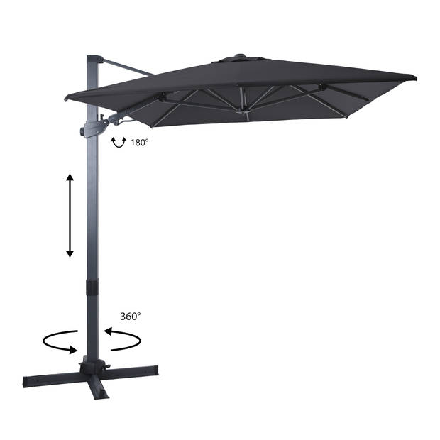 AXI Milad Premium Zweefparasol rechthoekig 200x300 cm in Antraciet / Grijs Parasol voor tuin met Aluminium Frame