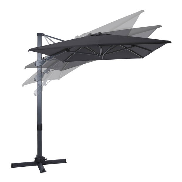 AXI Milad Premium Zweefparasol rechthoekig 200x300 cm in Antraciet / Grijs Parasol voor tuin met Aluminium Frame