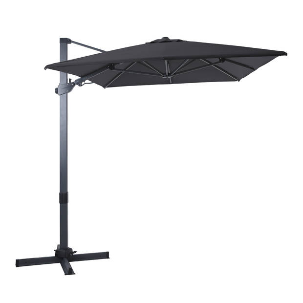 AXI Milad Premium Zweefparasol rechthoekig 200x300 cm in Antraciet / Grijs Parasol voor tuin met Aluminium Frame