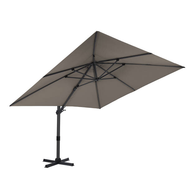 AXI Apollo Premium Zweefparasol rechthoekig 300x300 cm in Antraciet / Taupe Parasol voor tuin met Aluminium Frame