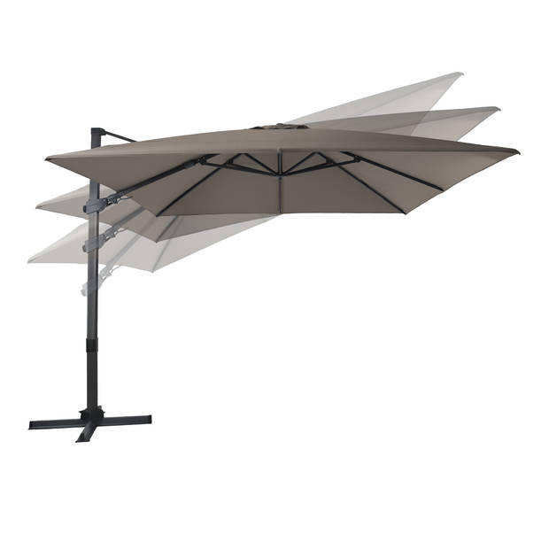 AXI Apollo Premium Zweefparasol rechthoekig 300x300 cm in Antraciet / Taupe Parasol voor tuin met Aluminium Frame