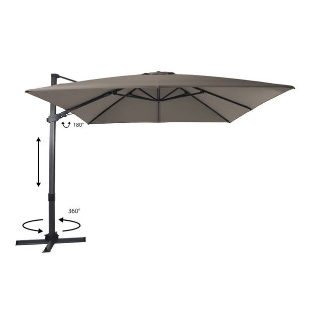 AXI Apollo Premium Zweefparasol rechthoekig 300x300 cm in Antraciet / Taupe Parasol voor tuin met Aluminium Frame