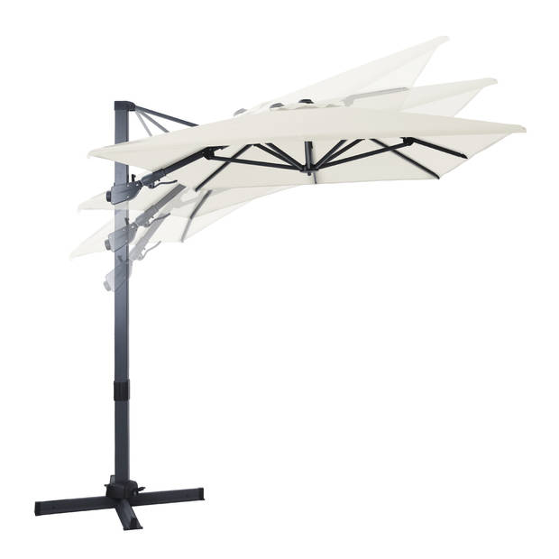 AXI Milad Premium Zweefparasol rechthoekig 200x300 cm in Antraciet / Beige Parasol voor tuin met Aluminium Frame