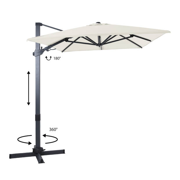 AXI Milad Premium Zweefparasol rechthoekig 200x300 cm in Antraciet / Beige Parasol voor tuin met Aluminium Frame