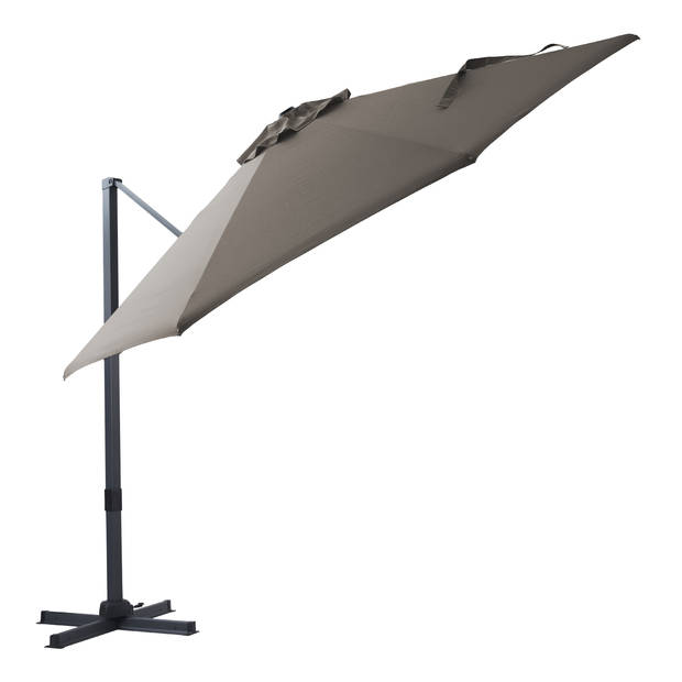 AXI Cyrus Premium Zweefparasol Rond Ø 300 cm in Antraciet / Taupe Ronde Parasol voor tuin met Aluminium Frame