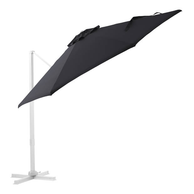 AXI Cyrus Premium Zweefparasol Rond Ø 300 cm in Wit / Grijs Ronde Parasol voor tuin met Aluminium Frame