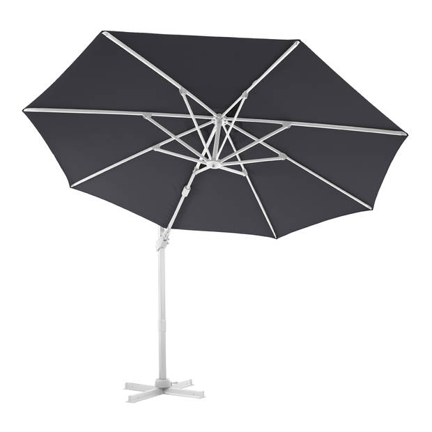 AXI Cyrus Premium Zweefparasol Rond Ø 300 cm in Wit / Grijs Ronde Parasol voor tuin met Aluminium Frame