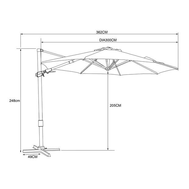 AXI Cyrus Premium Zweefparasol Rond Ø 300 cm in Wit / Grijs Ronde Parasol voor tuin met Aluminium Frame