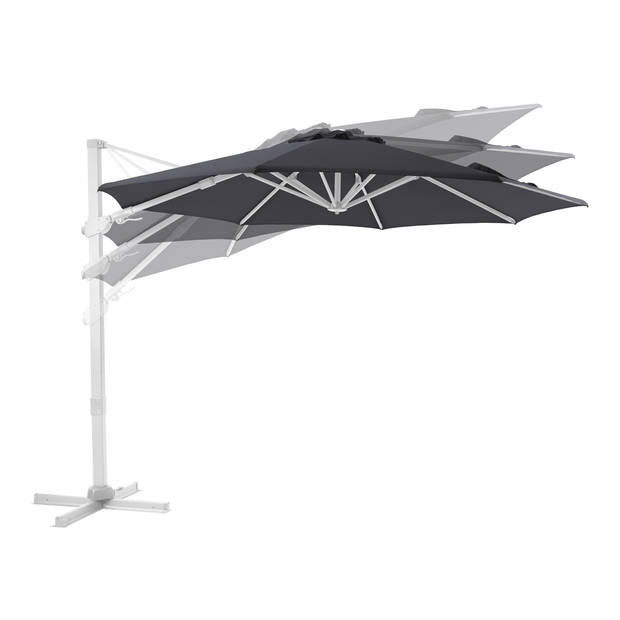 AXI Cyrus Premium Zweefparasol Rond Ø 300 cm in Wit / Grijs Ronde Parasol voor tuin met Aluminium Frame