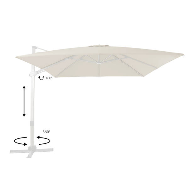 AXI Apollo Premium Zweefparasol rechthoekig 300x300 cm in Wit / Taupe Parasol voor tuin met Aluminium Frame