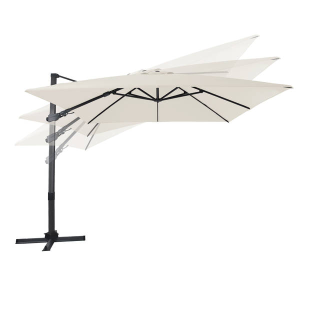 AXI Apollo Premium Zweefparasol rechthoekig 300x300 cm in Antraciet / Beige Parasol voor tuin met Aluminium Frame