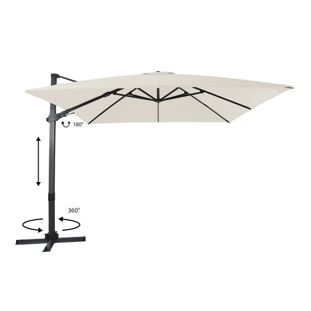 AXI Apollo Premium Zweefparasol rechthoekig 300x300 cm in Antraciet / Beige Parasol voor tuin met Aluminium Frame