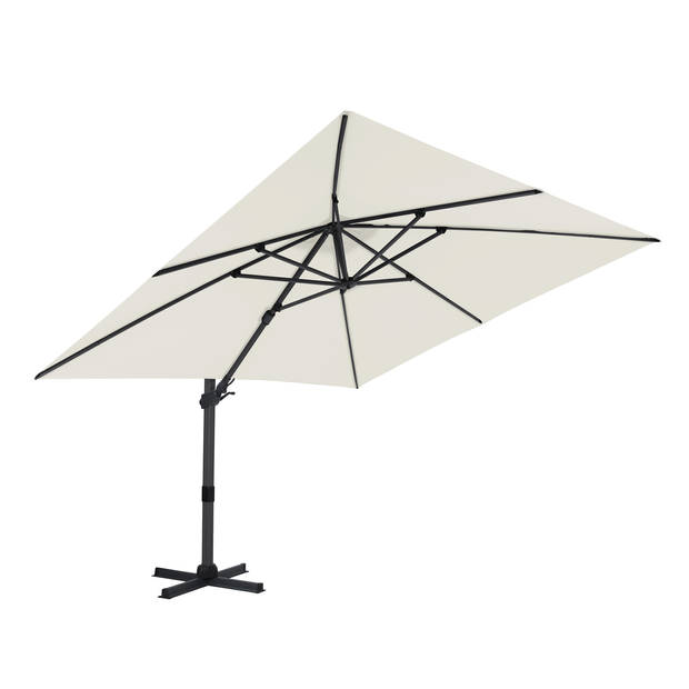 AXI Apollo Premium Zweefparasol rechthoekig 300x300 cm in Antraciet / Beige Parasol voor tuin met Aluminium Frame