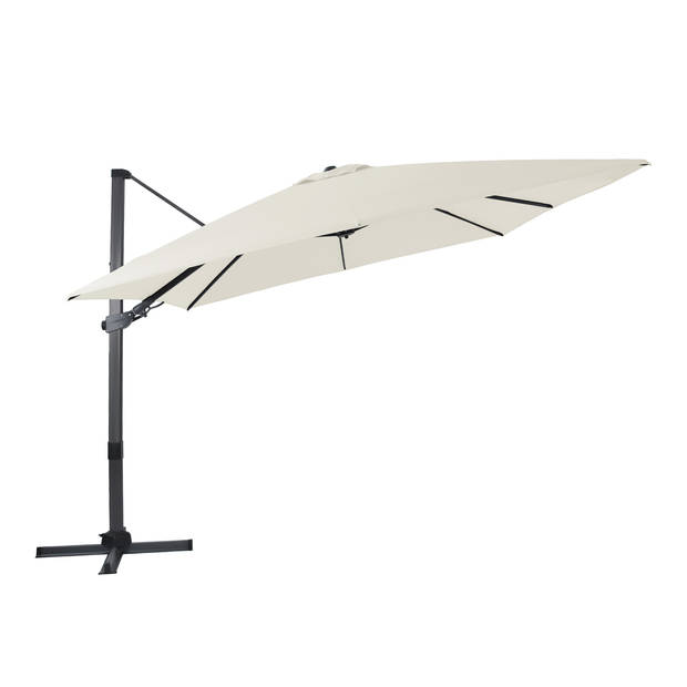 AXI Apollo Premium Zweefparasol rechthoekig 300x300 cm in Antraciet / Beige Parasol voor tuin met Aluminium Frame