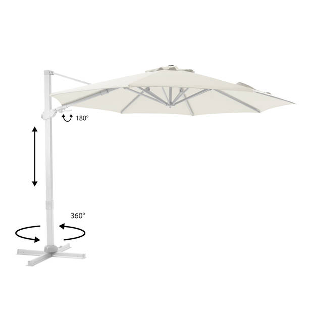 AXI Cyrus Premium Zweefparasol Rond Ø 300 cm in Wit / Beige Ronde Parasol voor tuin met Aluminium Frame