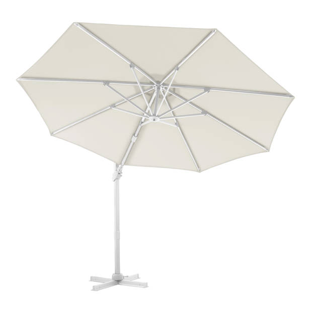 AXI Cyrus Premium Zweefparasol Rond Ø 300 cm in Wit / Beige Ronde Parasol voor tuin met Aluminium Frame