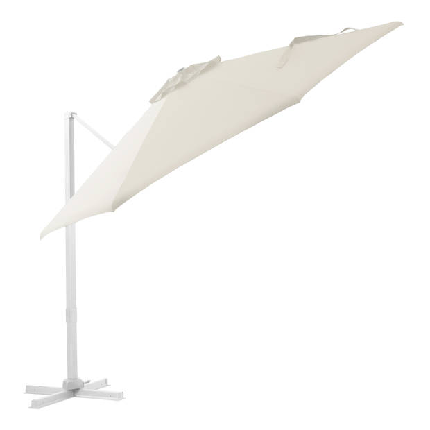 AXI Cyrus Premium Zweefparasol Rond Ø 300 cm in Wit / Beige Ronde Parasol voor tuin met Aluminium Frame