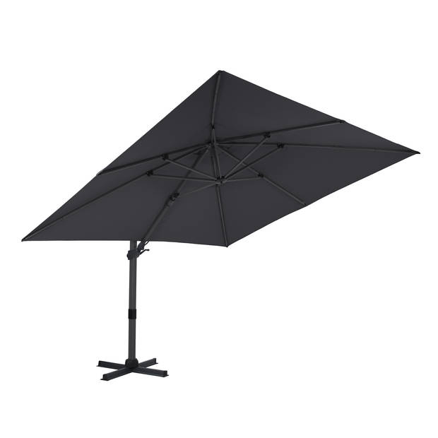 AXI Apollo Premium Zweefparasol rechthoekig 300x300 cm in Antraciet / Grijs Parasol voor tuin met Aluminium Frame