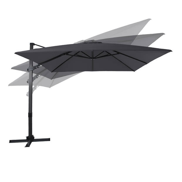 AXI Apollo Premium Zweefparasol rechthoekig 300x300 cm in Antraciet / Grijs Parasol voor tuin met Aluminium Frame