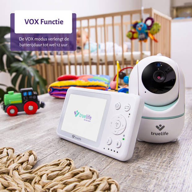Truelife Babyfoon met camera - Babyfoon - Baby monitor - Baby Camera - Babyfoons - Met 360° draaifunctie - R4