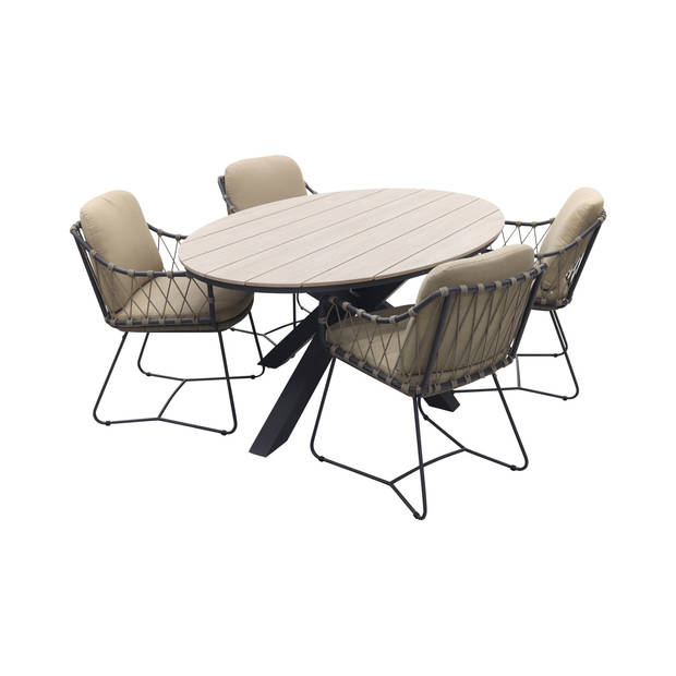 Taste Prego - Latte / GI Edison 180 x 115 cm. tafel - ovale tuinset