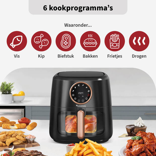 TurboTronic AF200 Digitale Airfryer – Heteluchtfriteuse – 7,6 Liter - Zwart