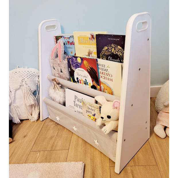 LoveGifts Handgemaakte Montessori Boekenkast Kinderkamer - Speelgoed Opbergrek - 60 x 25 x 58 cm Grijs