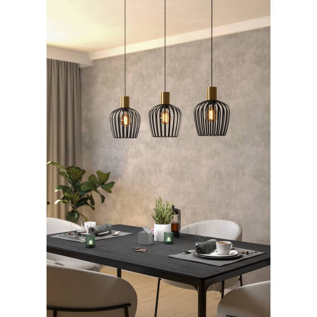 EGLO Empoli hanglamp - 90 cm E27 - 3-lichts - Metaal - Zwart/Goud