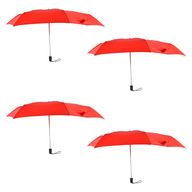 4x Grote Opvouwbare Stormparaplu van Polyester met Aluminium Frame - Rood 100cm Diameter