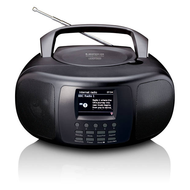 Draagbare internet radio met DAB+/FM, Bluetooth®, CD-speler en groot LCD kleurendisplay Lenco