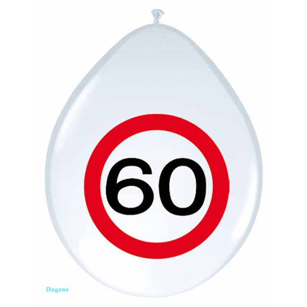 ballon 30cmverkeersbord 60jaar pak a 8st