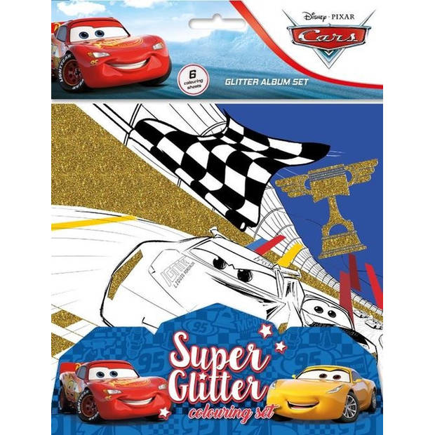 Cars 6 glitter kleurplaten 21,5x27,5cm