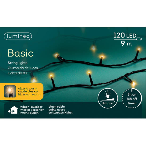 Lumineo Kerstverlichting - 120 led - warm wit - 900 cm - Kerstverlichting kerstboom