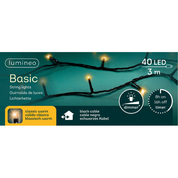 Lumineo Kerstverlichting - 40 led - warm wit - 300 cm - Kerstverlichting kerstboom