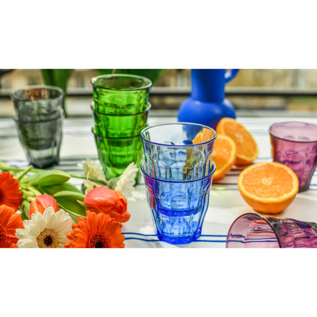 Drinkglazen/waterglazen Picardie - 4x stuks - gekleurd glas - 250 ML - Drinkglazen