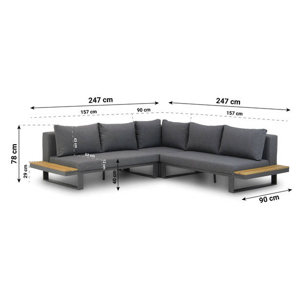 Lifestyle Garden Furniture Club/Enchante 60 cm hoek loungeset 4-delig