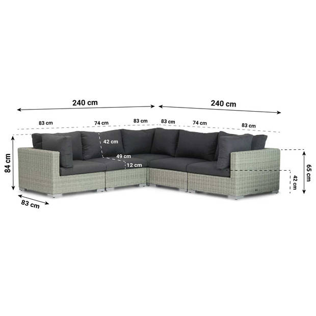 Garden Collections Cuba hoek loungeset 5-delig